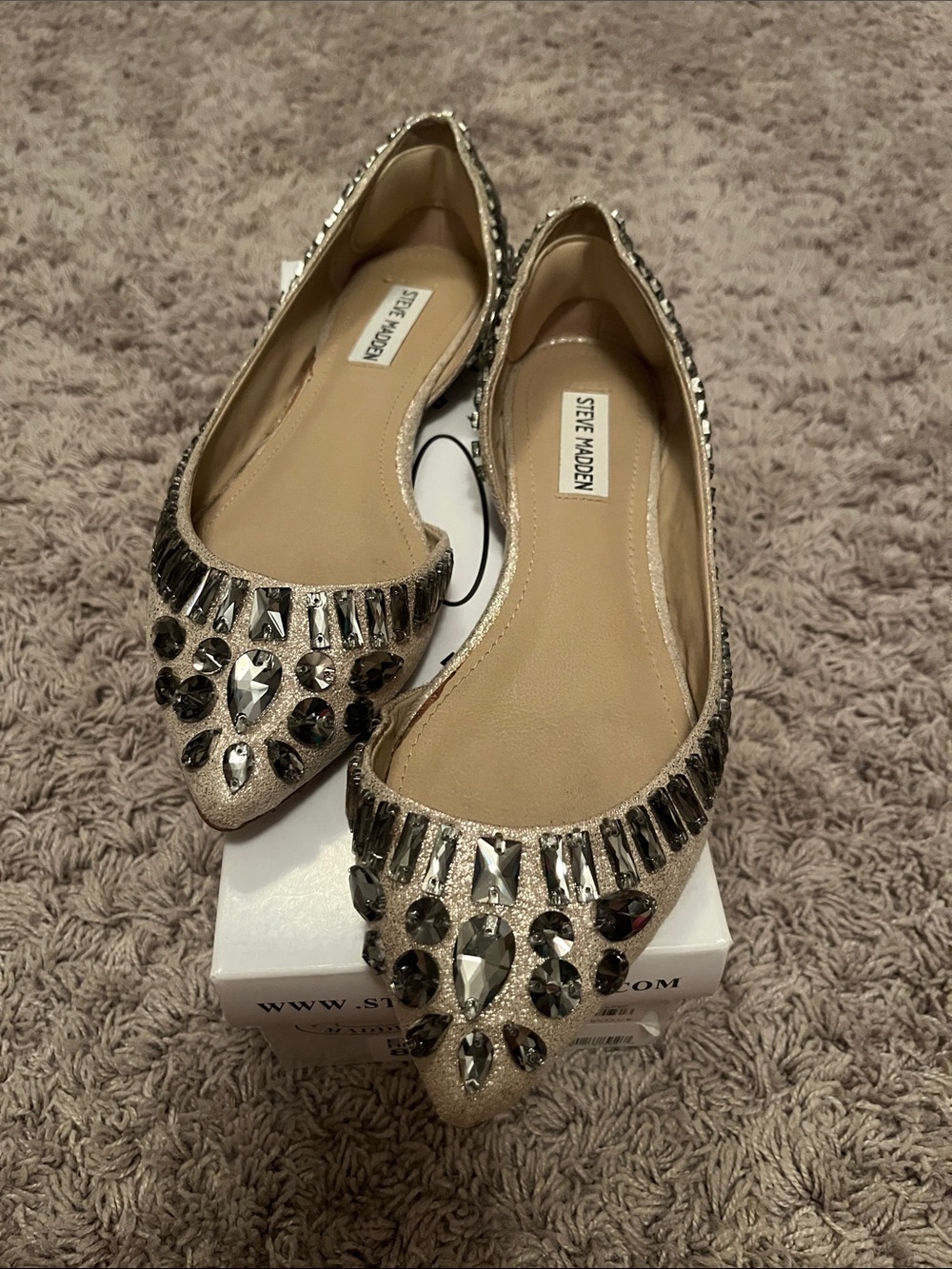 Steve Madden Gold Jeweled Pointed Toe Flats